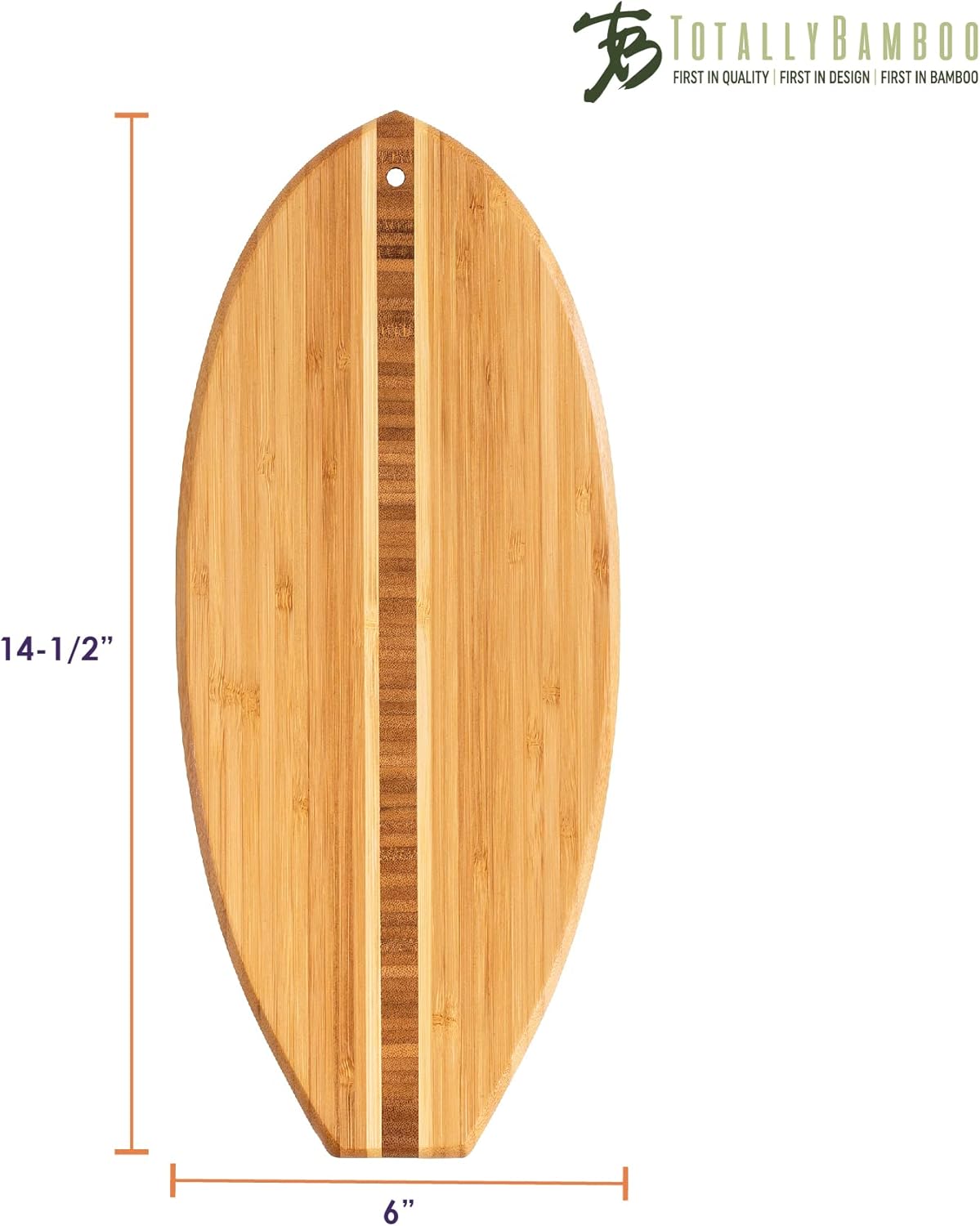 Lil Surfer Small Surfboard Cutting Board, 14.5 x 6 in | Small surfboard-shaped serving board brings beach vibes to charcuterie and snacks. Hang tie for easy wall display.