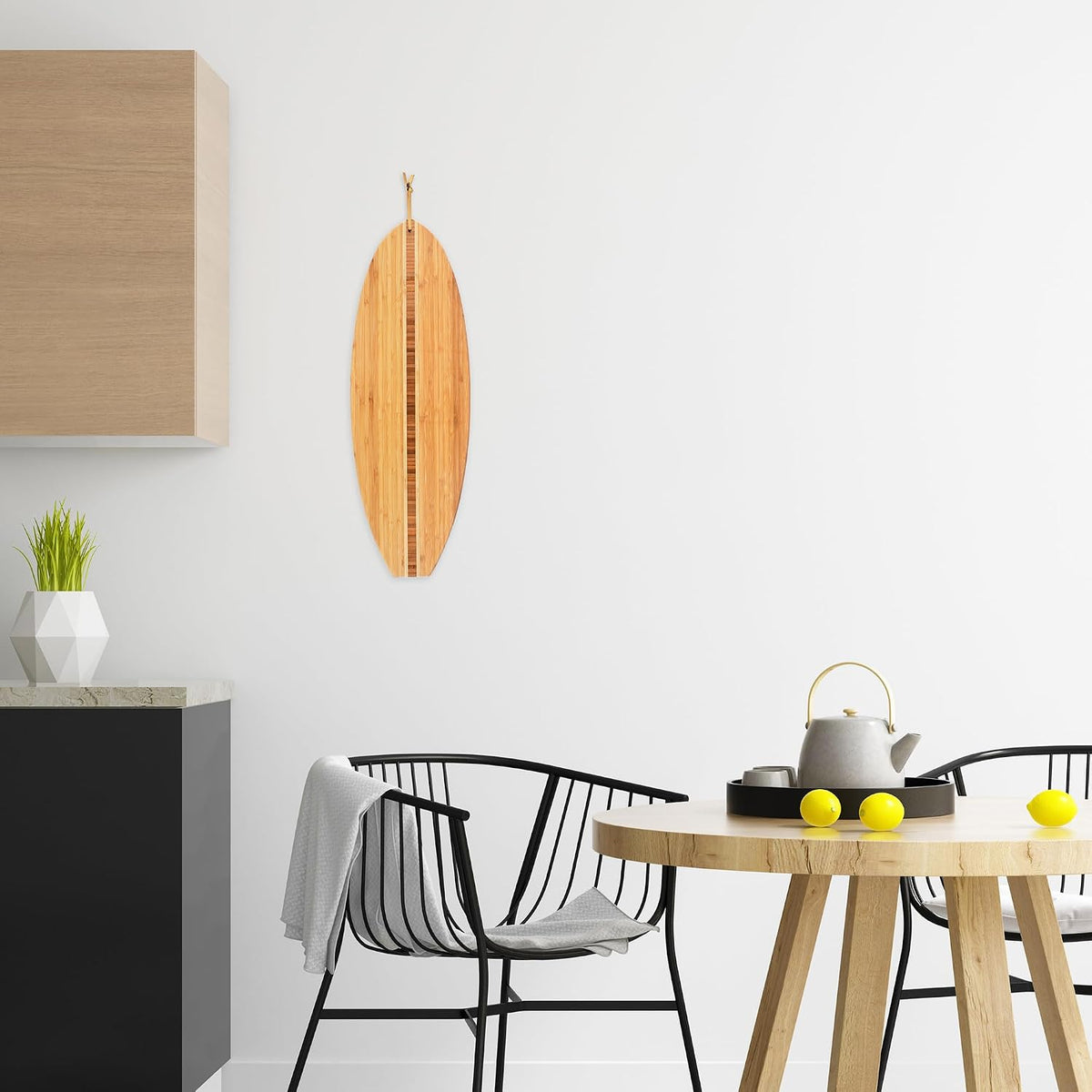 Lil Surfer Small Surfboard Cutting Board, 14.5 x 6 in | Small surfboard-shaped serving board brings beach vibes to charcuterie and snacks. Hang tie for easy wall display.