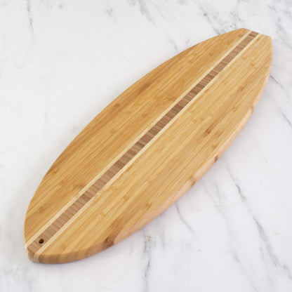 Lil Surfer Small Surfboard Cutting Board, 14.5 x 6 in | Small surfboard-shaped serving board brings beach vibes to charcuterie and snacks. Hang tie for easy wall display.