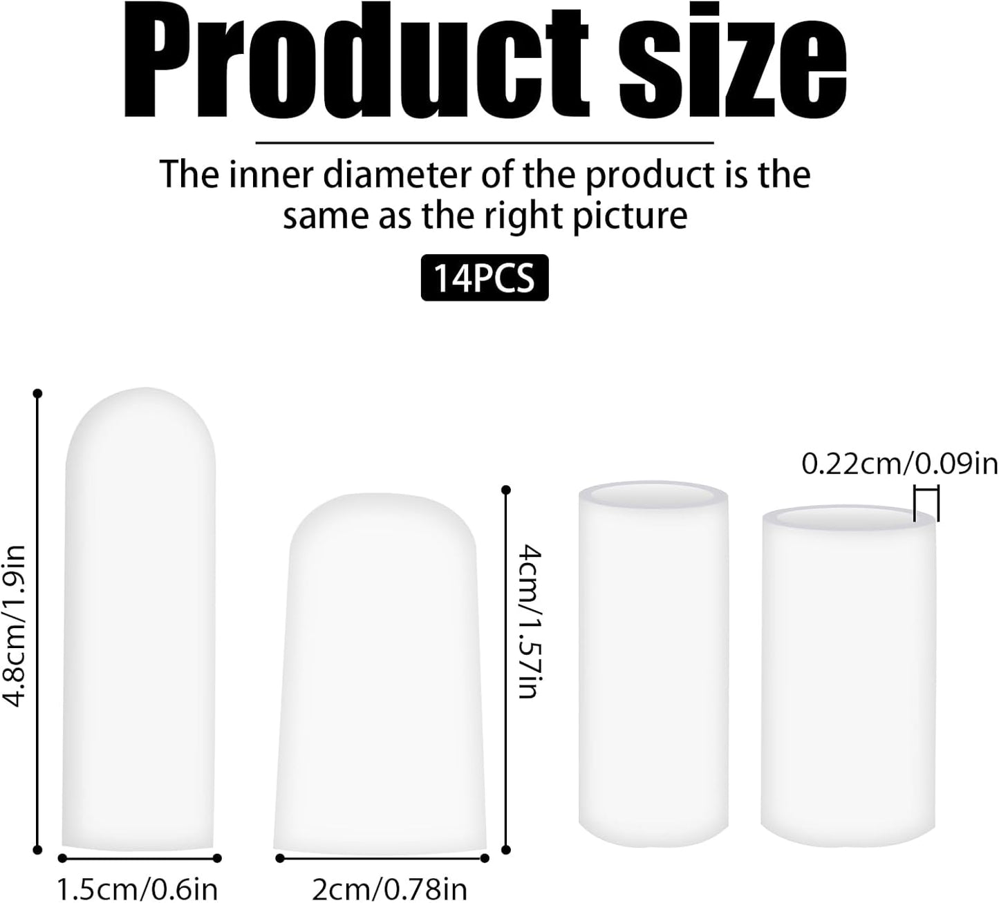 14 Pcs Silicone Finger Protectors, Waterproof Gel Thumb Small Finger Cot Protectors Stall Fingers Covers Shields Provide Relief for Fingers Cracking, Writing, Wounds (2 Size, White)