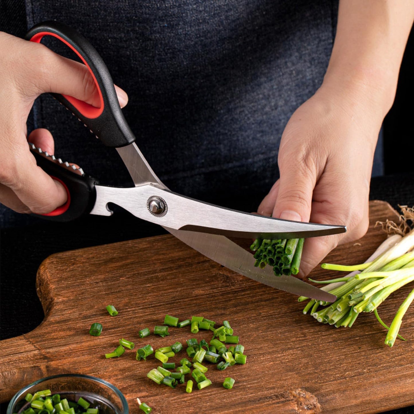 Heavy Duty Stainless Steel Kitchen Shears – Poultry Scissors; suitable for bone, meat, chicken, fish, turkey, and vegetables; spring-loaded, multi-functional, ultra-sharp, and practical