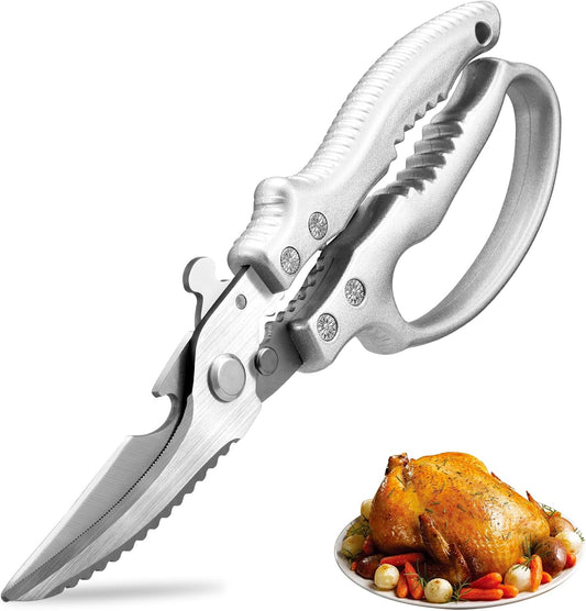 Heavy Duty Kitchen Scissors, Razor Sharp Poultry Shears for Chicken & Bones | Spring-Loaded Kitchen Shears, Multi-Purpose, for Turkey, Meat, Fish, Lobster, Crab, 3Cr13 Steel Blade,Dishwasher Safe