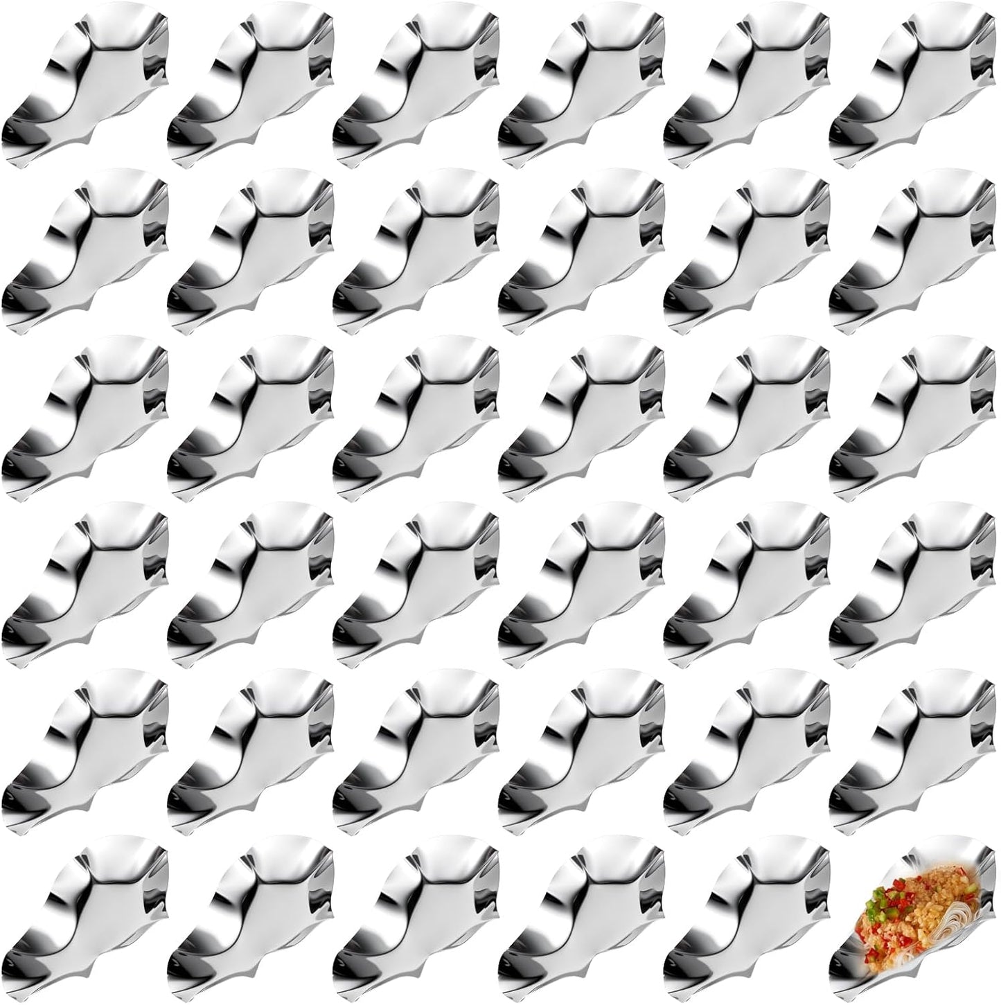 36 Pack Stainless Steel Oyster Shells, Reusable Grillable Oyster Shells Grillable Baking Dish And Grill Pan for Oysters Clams Scallops