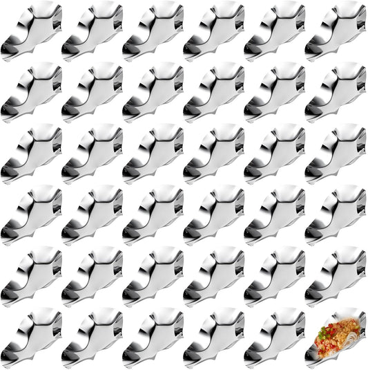 36 Pack Stainless Steel Oyster Shells, Reusable Grillable Oyster Shells Grillable Baking Dish And Grill Pan for Oysters Clams Scallops