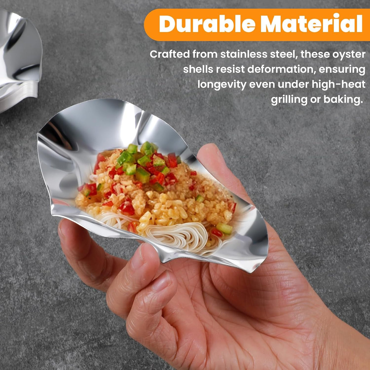 36 Pack Stainless Steel Oyster Shells, Reusable Grillable Oyster Shells Grillable Baking Dish And Grill Pan for Oysters Clams Scallops