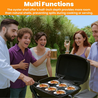 36 Pack Stainless Steel Oyster Shells, Reusable Grillable Oyster Shells Grillable Baking Dish And Grill Pan for Oysters Clams Scallops