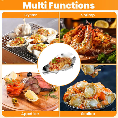 36 Pack Stainless Steel Oyster Shells, Reusable Grillable Oyster Shells Grillable Baking Dish And Grill Pan for Oysters Clams Scallops