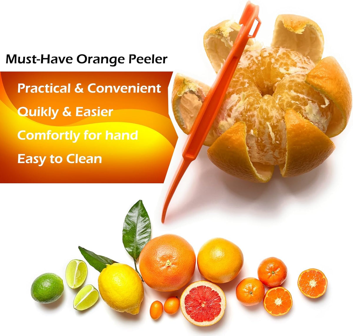 3 Pack Orange Peeler Tool Plastic Citrus Peeler for Lemon Mandarin Fruit