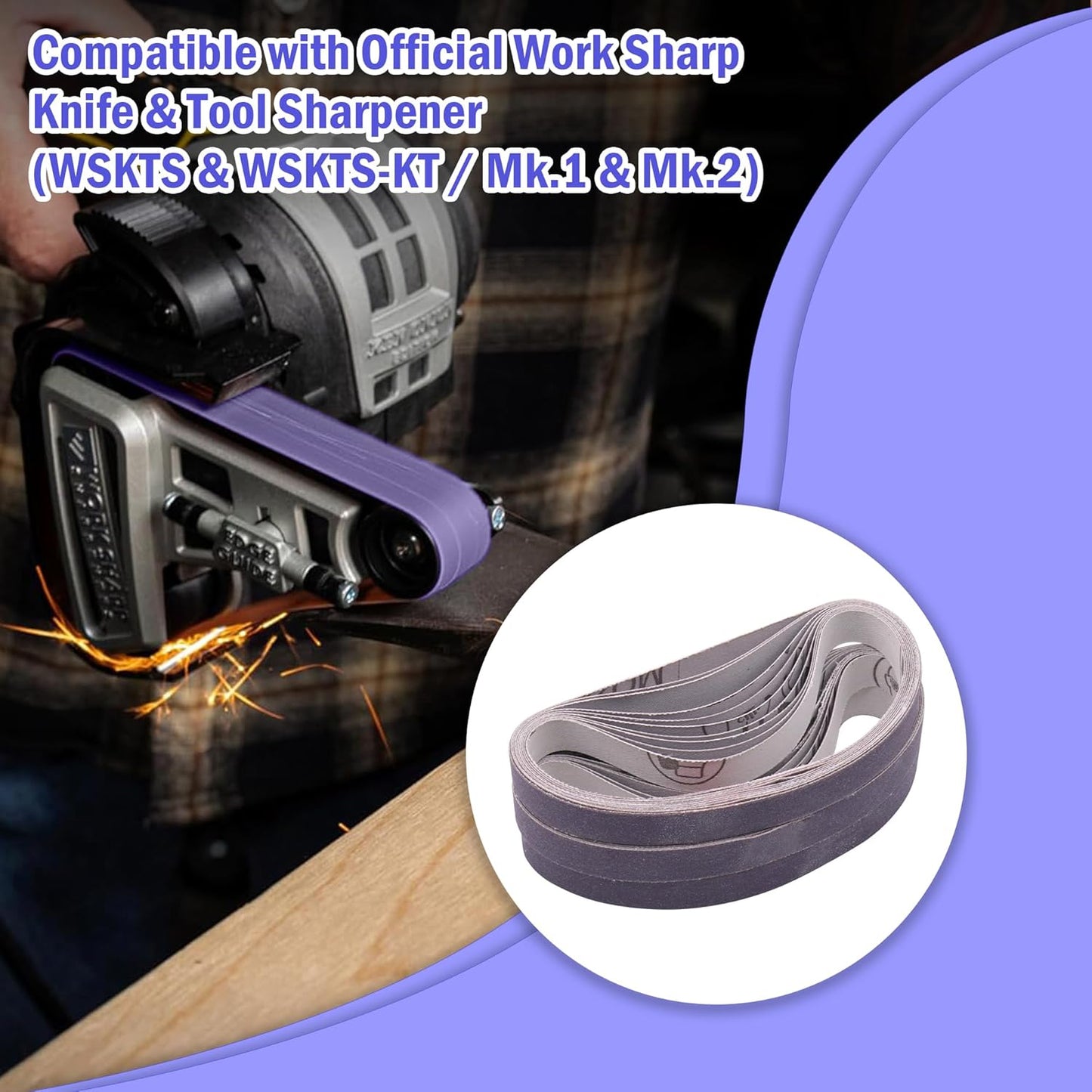 1/2 x 12 Inch Replacement Sharpening Belt for Work Sharp, 30Pcs 240 Medium Grit Knife Sharpener Sanding Belts Kit for Official Work Sharp (WSKTS & WSKTS-KT/Mk.1 & Mk.2) Knife & Tool Sharpener
