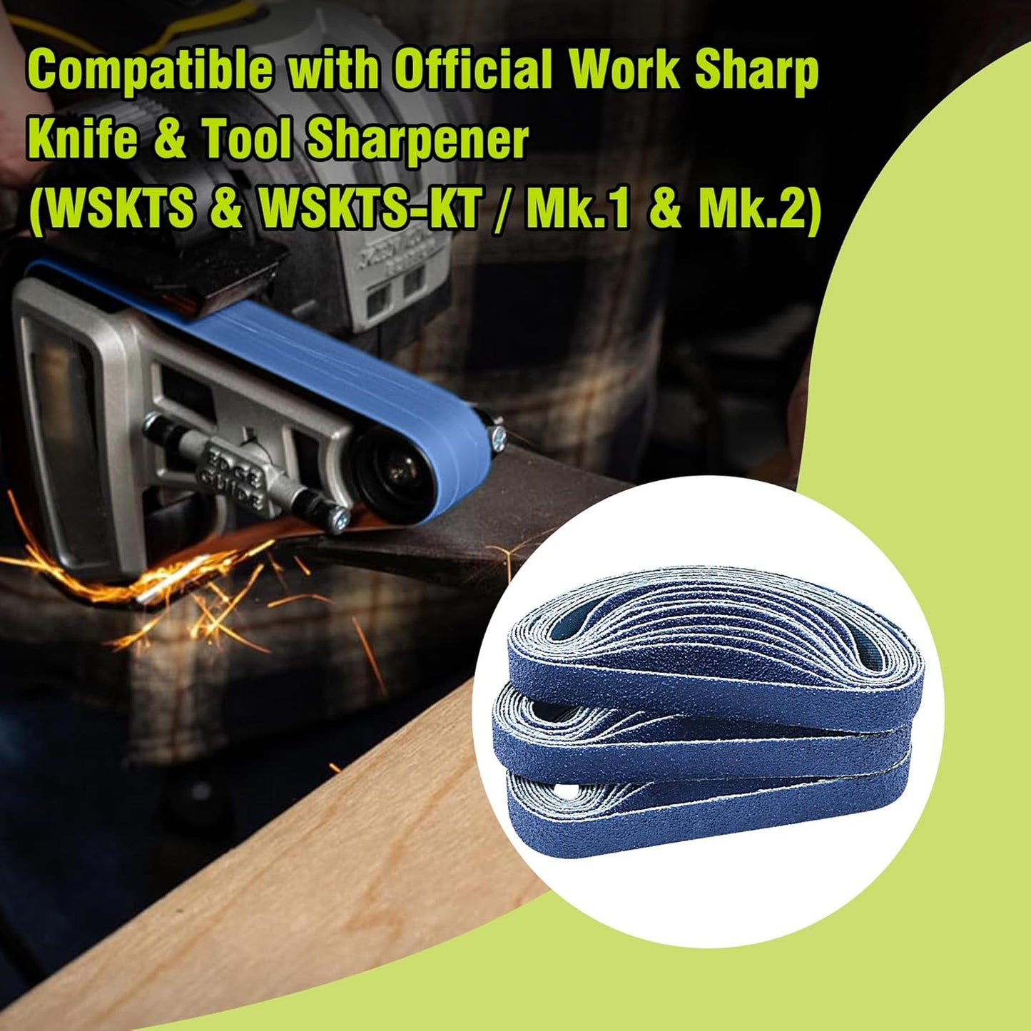 1/2 x 12 Inch Replacement Sharpening Belt for Work Sharp, 30Pcs 240 Medium Grit Knife Sharpener Sanding Belts Kit for Official Work Sharp (WSKTS & WSKTS-KT/Mk.1 & Mk.2) Knife & Tool Sharpener