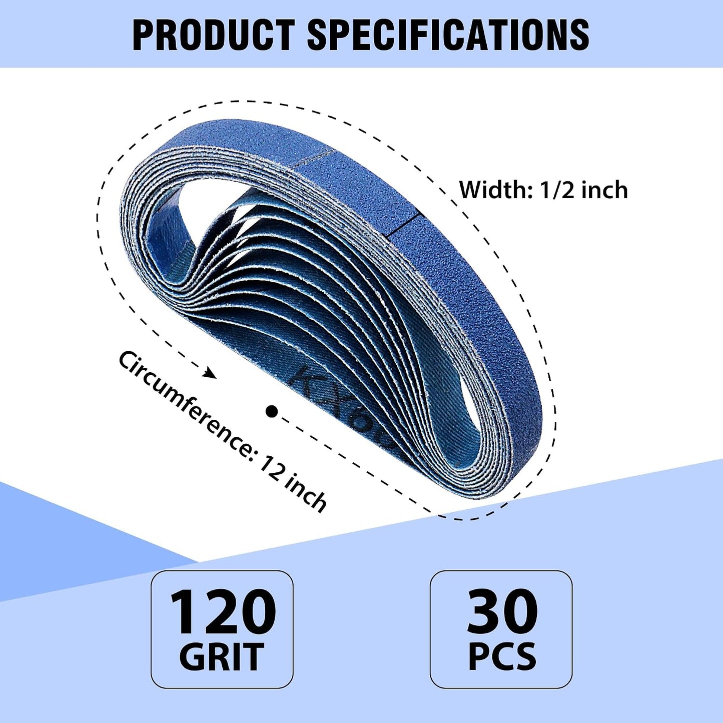 1/2 x 12 Inch Replacement Sharpening Belt for Work Sharp, 30Pcs 240 Medium Grit Knife Sharpener Sanding Belts Kit for Official Work Sharp (WSKTS & WSKTS-KT/Mk.1 & Mk.2) Knife & Tool Sharpener