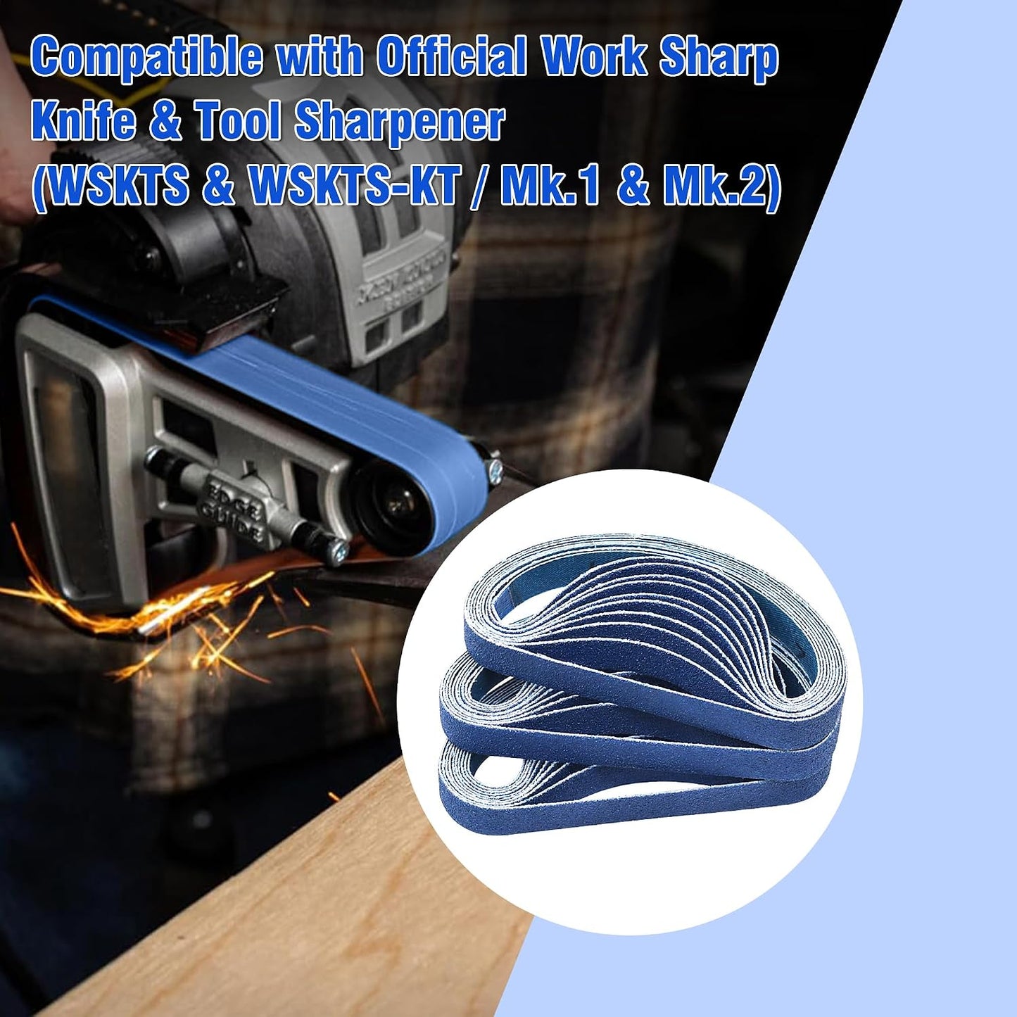 1/2 x 12 Inch Replacement Sharpening Belt for Work Sharp, 30Pcs 240 Medium Grit Knife Sharpener Sanding Belts Kit for Official Work Sharp (WSKTS & WSKTS-KT/Mk.1 & Mk.2) Knife & Tool Sharpener
