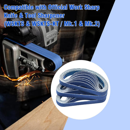 1/2 x 12 Inch Replacement Sharpening Belt for Work Sharp, 30Pcs 240 Medium Grit Knife Sharpener Sanding Belts Kit for Official Work Sharp (WSKTS & WSKTS-KT/Mk.1 & Mk.2) Knife & Tool Sharpener