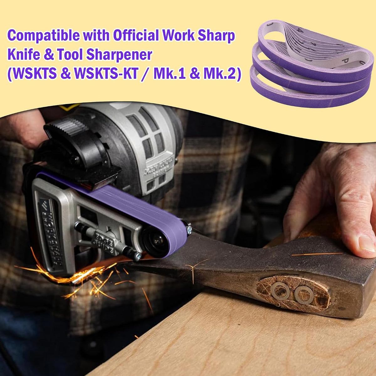 1/2 x 12 Inch Replacement Sharpening Belt for Work Sharp, 30Pcs 240 Medium Grit Knife Sharpener Sanding Belts Kit for Official Work Sharp (WSKTS & WSKTS-KT/Mk.1 & Mk.2) Knife & Tool Sharpener