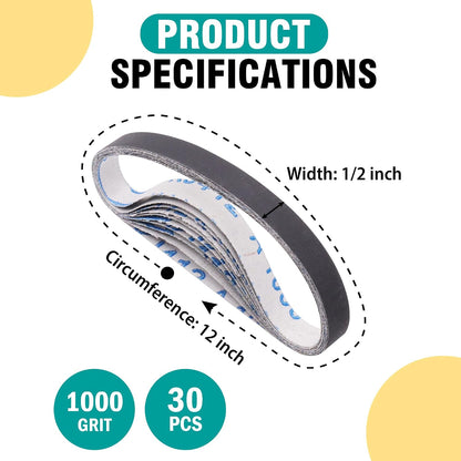 1/2 x 12 Inch Replacement Sharpening Belt for Work Sharp, 30Pcs 240 Medium Grit Knife Sharpener Sanding Belts Kit for Official Work Sharp (WSKTS & WSKTS-KT/Mk.1 & Mk.2) Knife & Tool Sharpener