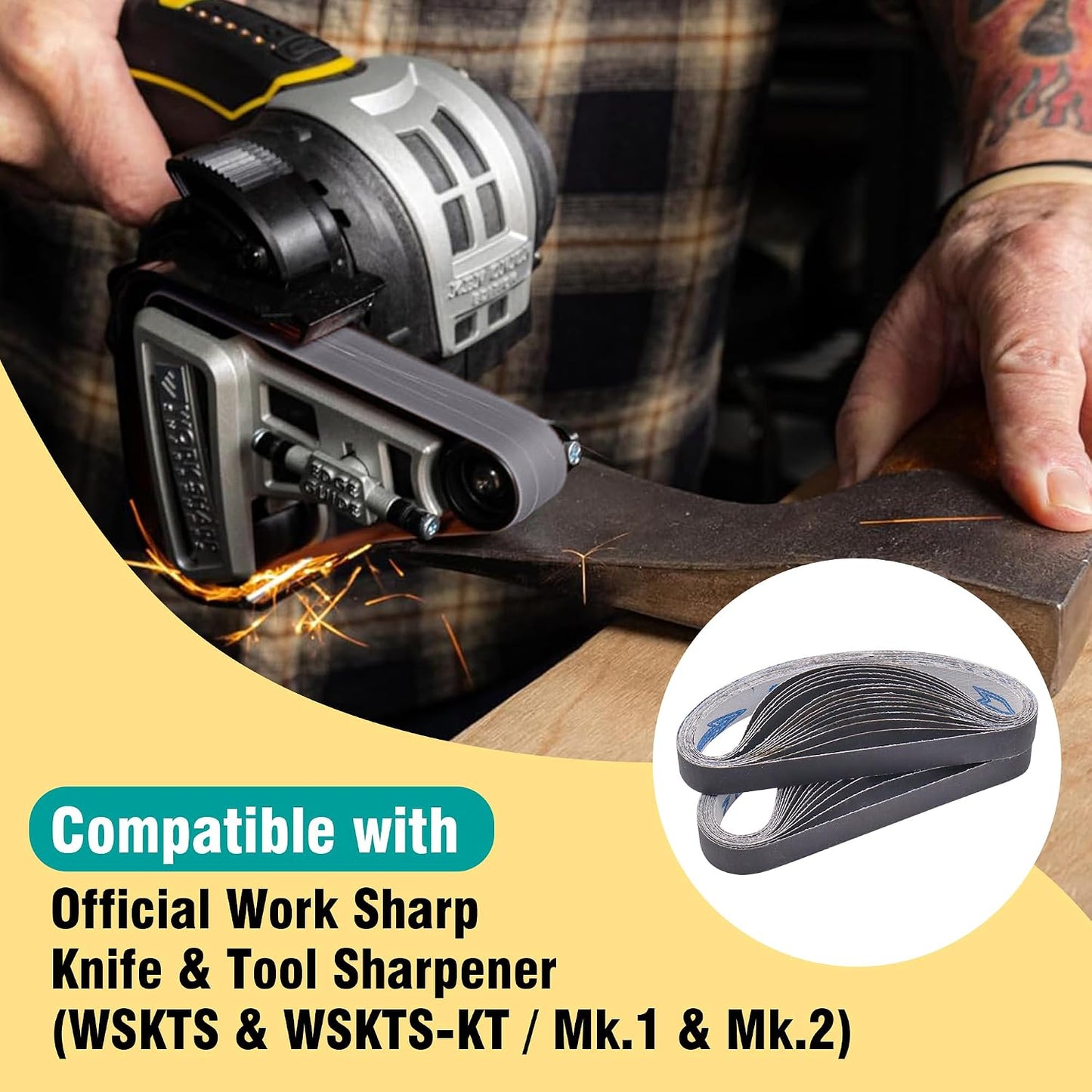 1/2 x 12 Inch Replacement Sharpening Belt for Work Sharp, 30Pcs 240 Medium Grit Knife Sharpener Sanding Belts Kit for Official Work Sharp (WSKTS & WSKTS-KT/Mk.1 & Mk.2) Knife & Tool Sharpener