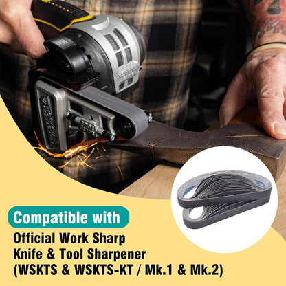 1/2 x 12 Inch Replacement Sharpening Belt for Work Sharp, 30Pcs 240 Medium Grit Knife Sharpener Sanding Belts Kit for Official Work Sharp (WSKTS & WSKTS-KT/Mk.1 & Mk.2) Knife & Tool Sharpener