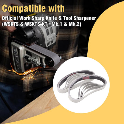 1/2 x 12 Inch Replacement Sharpening Belt for Work Sharp, 30Pcs 240 Medium Grit Knife Sharpener Sanding Belts Kit for Official Work Sharp (WSKTS & WSKTS-KT/Mk.1 & Mk.2) Knife & Tool Sharpener