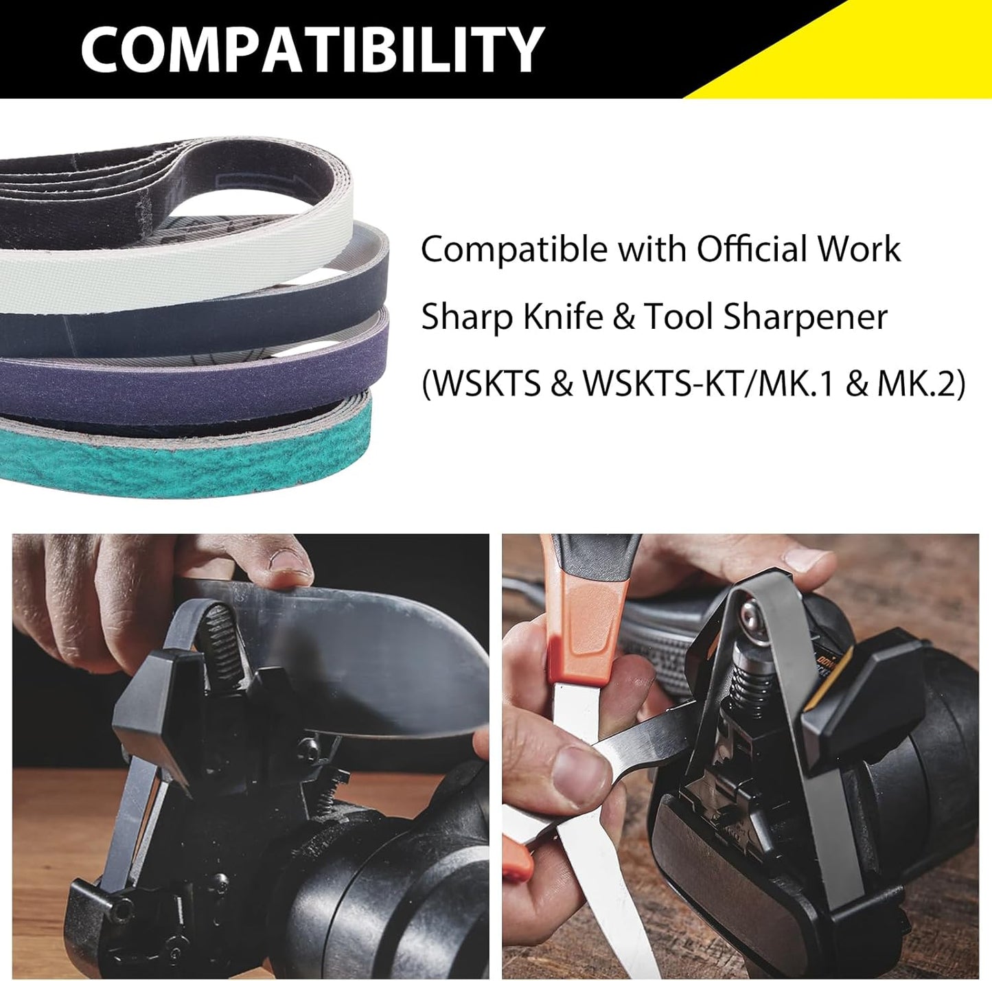 1/2 x 12 Inch Replacement Sharpening Belt for Work Sharp, 30Pcs 240 Medium Grit Knife Sharpener Sanding Belts Kit for Official Work Sharp (WSKTS & WSKTS-KT/Mk.1 & Mk.2) Knife & Tool Sharpener
