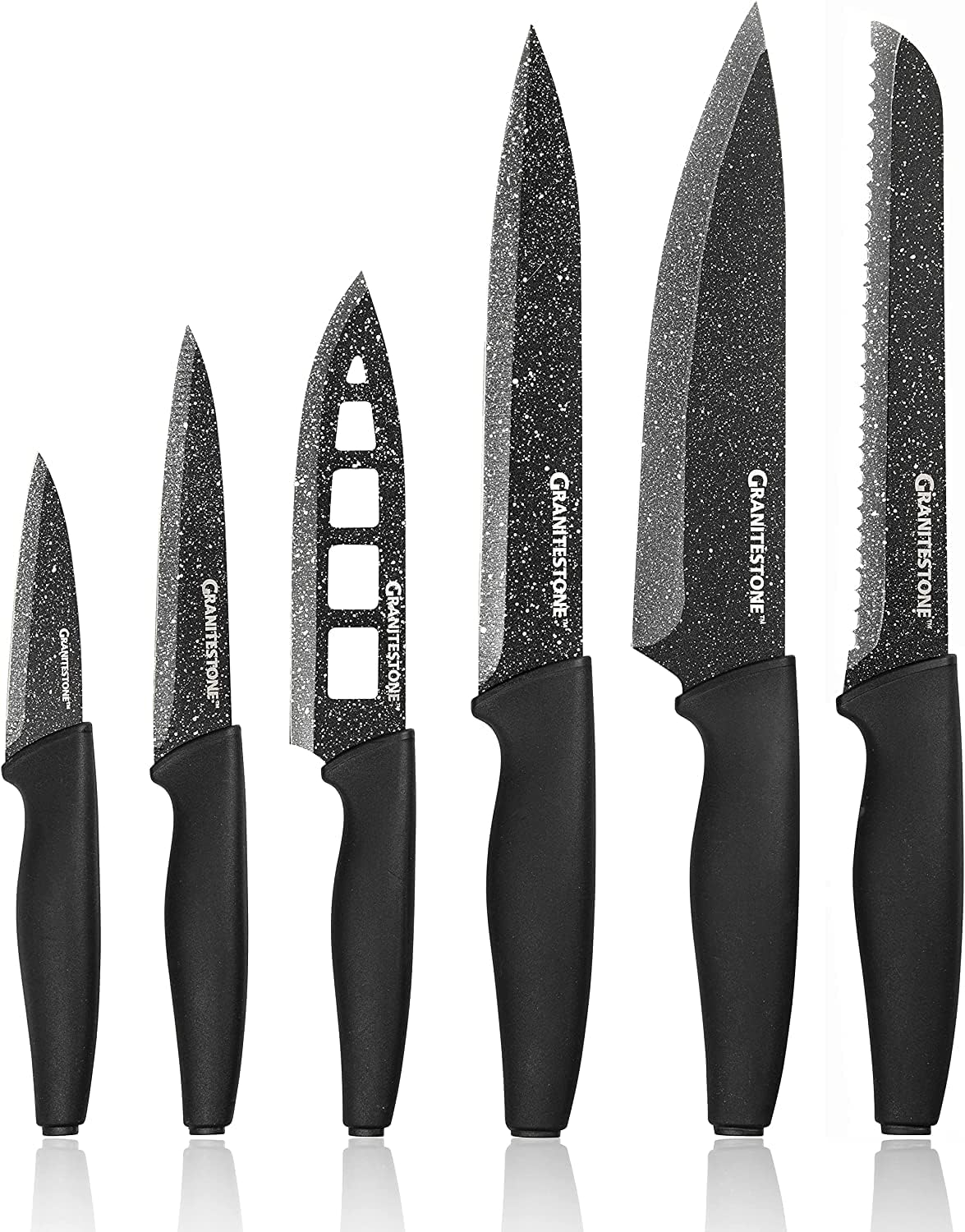 Nutriblade 6 Piece - Ultra Sharp, PFOA-Free Stainless Steel Blades, Kitchen Knife Set, with Nonstick Granite Coating, Easy-Grip Handle, Dishwasher-safe