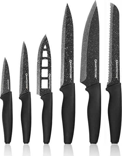 Nutriblade 6 Piece - Ultra Sharp, PFOA-Free Stainless Steel Blades, Kitchen Knife Set, with Nonstick Granite Coating, Easy-Grip Handle, Dishwasher-safe