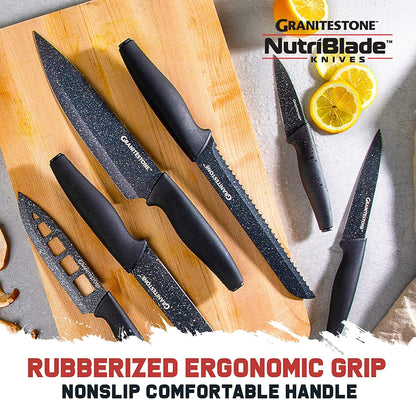 Nutriblade 6 Piece - Ultra Sharp, PFOA-Free Stainless Steel Blades, Kitchen Knife Set, with Nonstick Granite Coating, Easy-Grip Handle, Dishwasher-safe
