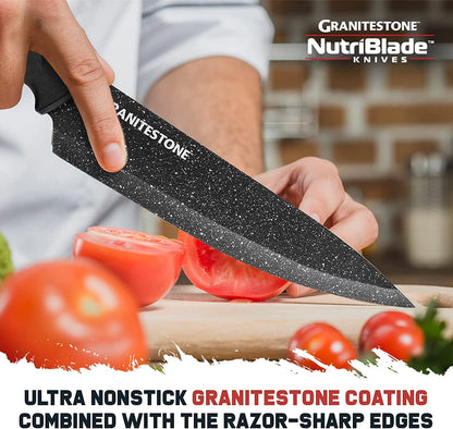 Nutriblade 6 Piece - Ultra Sharp, PFOA-Free Stainless Steel Blades, Kitchen Knife Set, with Nonstick Granite Coating, Easy-Grip Handle, Dishwasher-safe