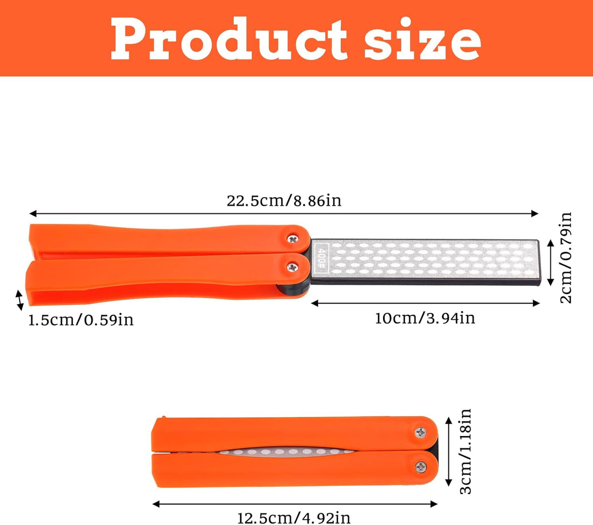 Double Sides Knife Sharpener Tool 400/600 Grits Diamond Sharpening Stone Tool Portable Handheld Pocket Sharpener for Kitchen Outdoor Garden (Fine/Coarse Grinding)