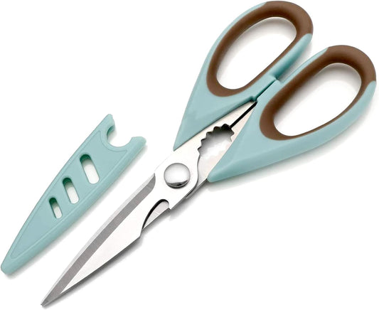 Left Handed Scissors - Multifunctional, Heavy Duty for Meat & Poultry, Safe Food Scissors - Stainless Steel