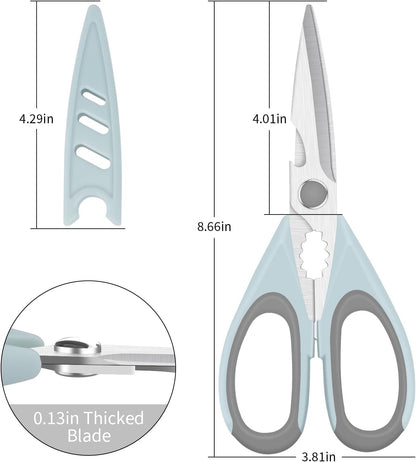 Left Handed Scissors - Multifunctional, Heavy Duty for Meat & Poultry, Safe Food Scissors - Stainless Steel