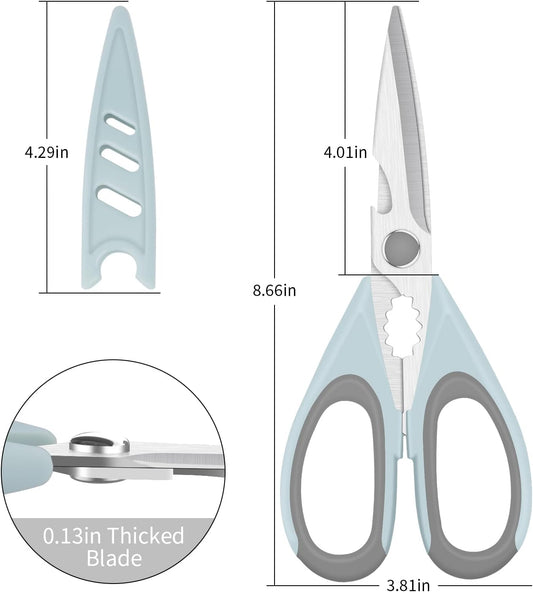 Left Handed Scissors - Multifunctional, Heavy Duty for Meat & Poultry, Safe Food Scissors - Stainless Steel