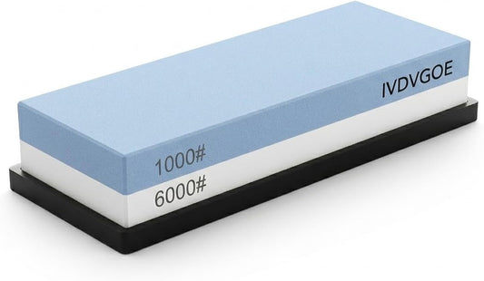2 Non-Slip Rubber Bases Whetstone Knife Sharpener, 1000/6000 Grit Dual-Sided Waterstone, Corundum Sharpening Stone