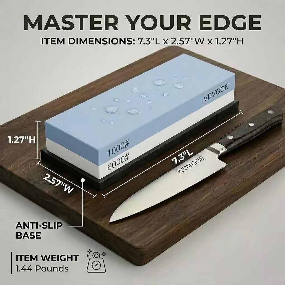 2 Non-Slip Rubber Bases Whetstone Knife Sharpener, 1000/6000 Grit Dual-Sided Waterstone, Corundum Sharpening Stone