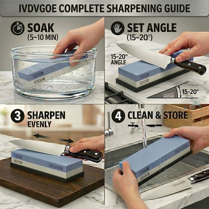2 Non-Slip Rubber Bases Whetstone Knife Sharpener, 1000/6000 Grit Dual-Sided Waterstone, Corundum Sharpening Stone