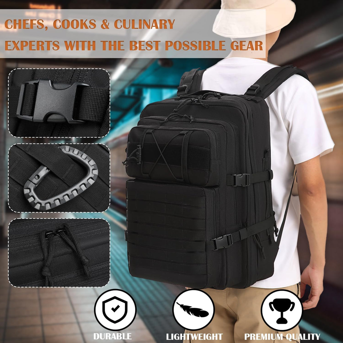 Chef Knife Backpack, Knife Bags for Chefs Professional Culinary Apprentice | Chef Storage Bag 30+ Pockets for Knives and Tools