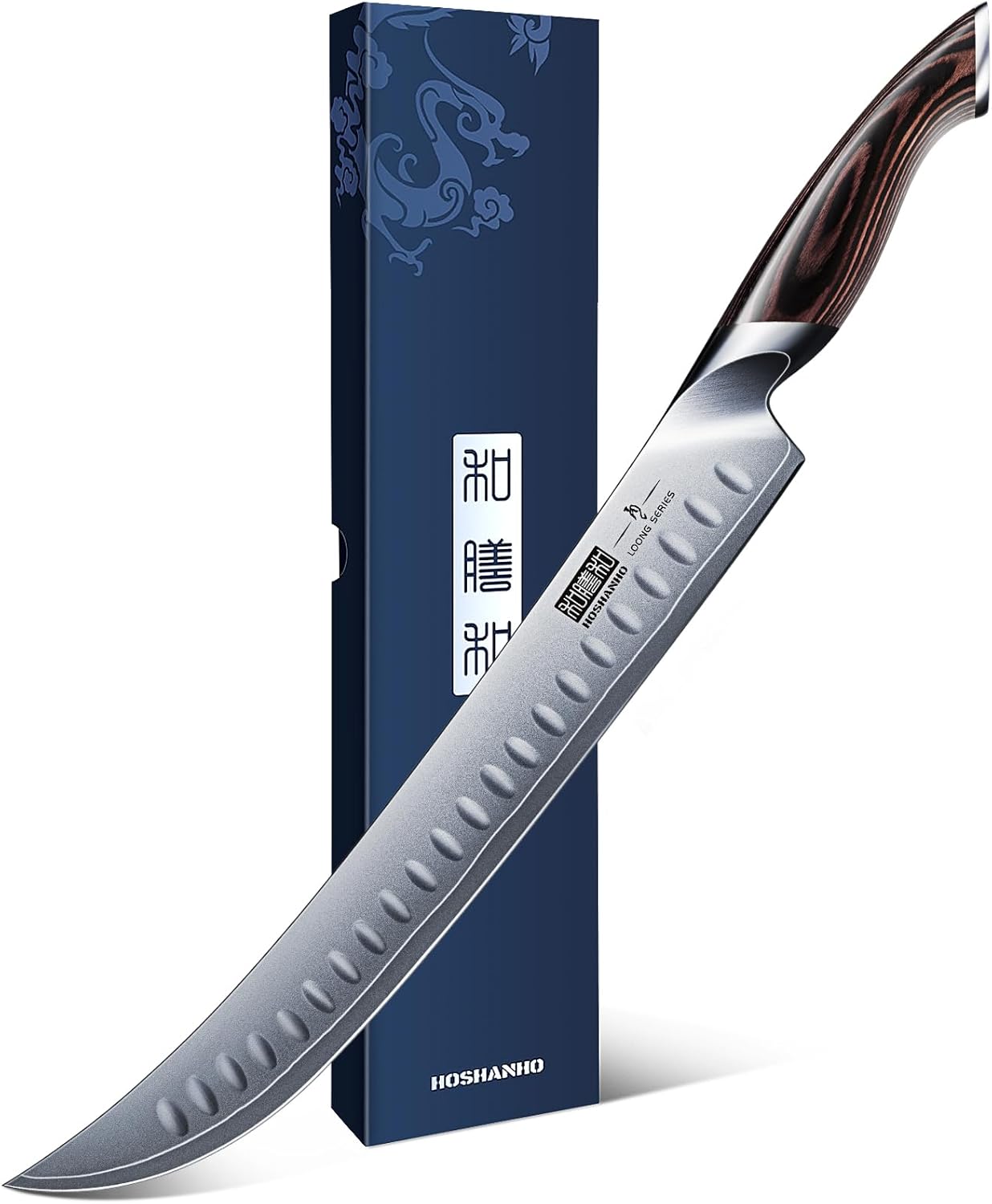 Carving Slicing Knife, 12 Inch Razor Sharp Japanese Brisket Knife | Japanese High Carbon Steel Curved Butcher Breaking Knives with Ergonomic Handle, Professional Butcher Knife for Meat Cutting