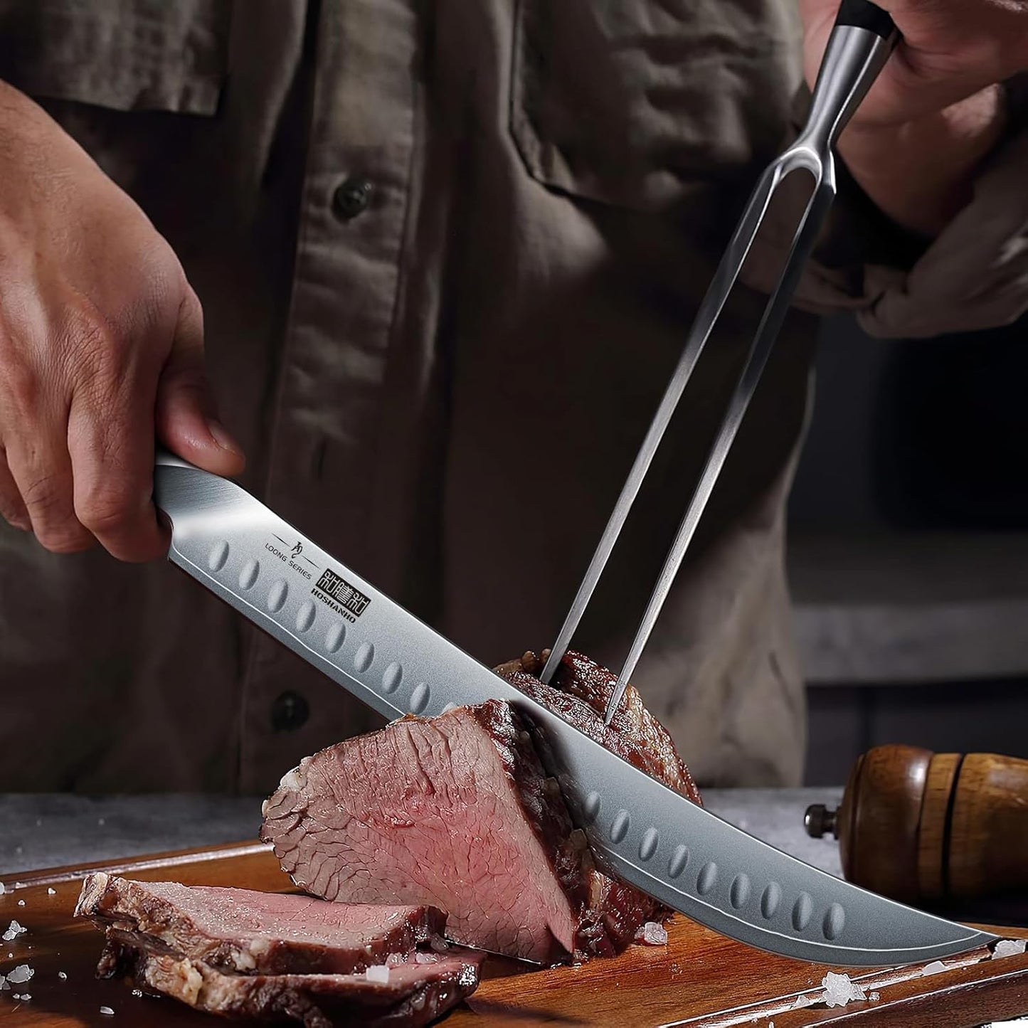 Carving Slicing Knife, 12 Inch Razor Sharp Japanese Brisket Knife | Japanese High Carbon Steel Curved Butcher Breaking Knives with Ergonomic Handle, Professional Butcher Knife for Meat Cutting