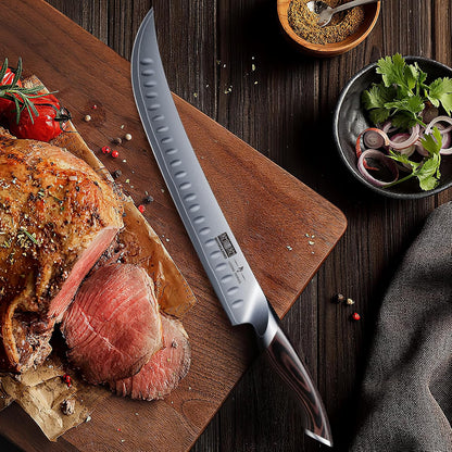 Carving Slicing Knife, 12 Inch Razor Sharp Japanese Brisket Knife | Japanese High Carbon Steel Curved Butcher Breaking Knives with Ergonomic Handle, Professional Butcher Knife for Meat Cutting