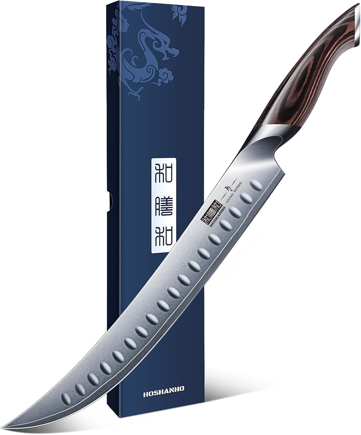 Carving Slicing Knife, 12 Inch Razor Sharp Japanese Brisket Knife | Japanese High Carbon Steel Curved Butcher Breaking Knives with Ergonomic Handle, Professional Butcher Knife for Meat Cutting
