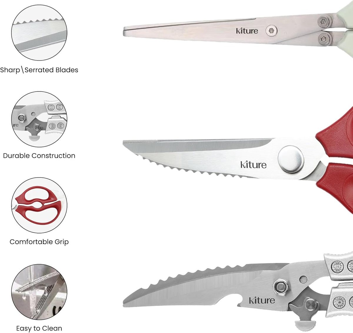 Heavy Duty Kitchen Shear with Bonus MultiPurpose and Herb Scissors 420 Stainless Steel for Chicken, Meat, Fish and Poultry Gift Set with Kitchen Shears for Food and Herbs Scissors