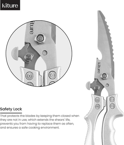 Heavy Duty Kitchen Shear with Bonus MultiPurpose and Herb Scissors 420 Stainless Steel for Chicken, Meat, Fish and Poultry Gift Set with Kitchen Shears for Food and Herbs Scissors