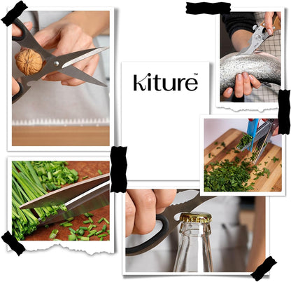Heavy Duty Kitchen Shear with Bonus MultiPurpose and Herb Scissors 420 Stainless Steel for Chicken, Meat, Fish and Poultry Gift Set with Kitchen Shears for Food and Herbs Scissors