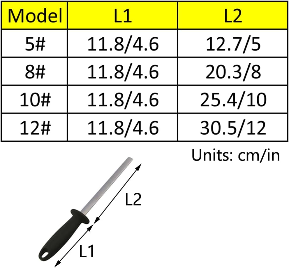 5 Inch Diamond Knife Sharpening Steel Rod, Professional Kitchen Diamond Knife Blade Sharpener Rod Stick, Knife Honer Steel for Honing Knife Blades, Chef Knives and Shears