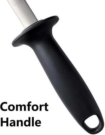 5 Inch Diamond Knife Sharpening Steel Rod, Professional Kitchen Diamond Knife Blade Sharpener Rod Stick, Knife Honer Steel for Honing Knife Blades, Chef Knives and Shears
