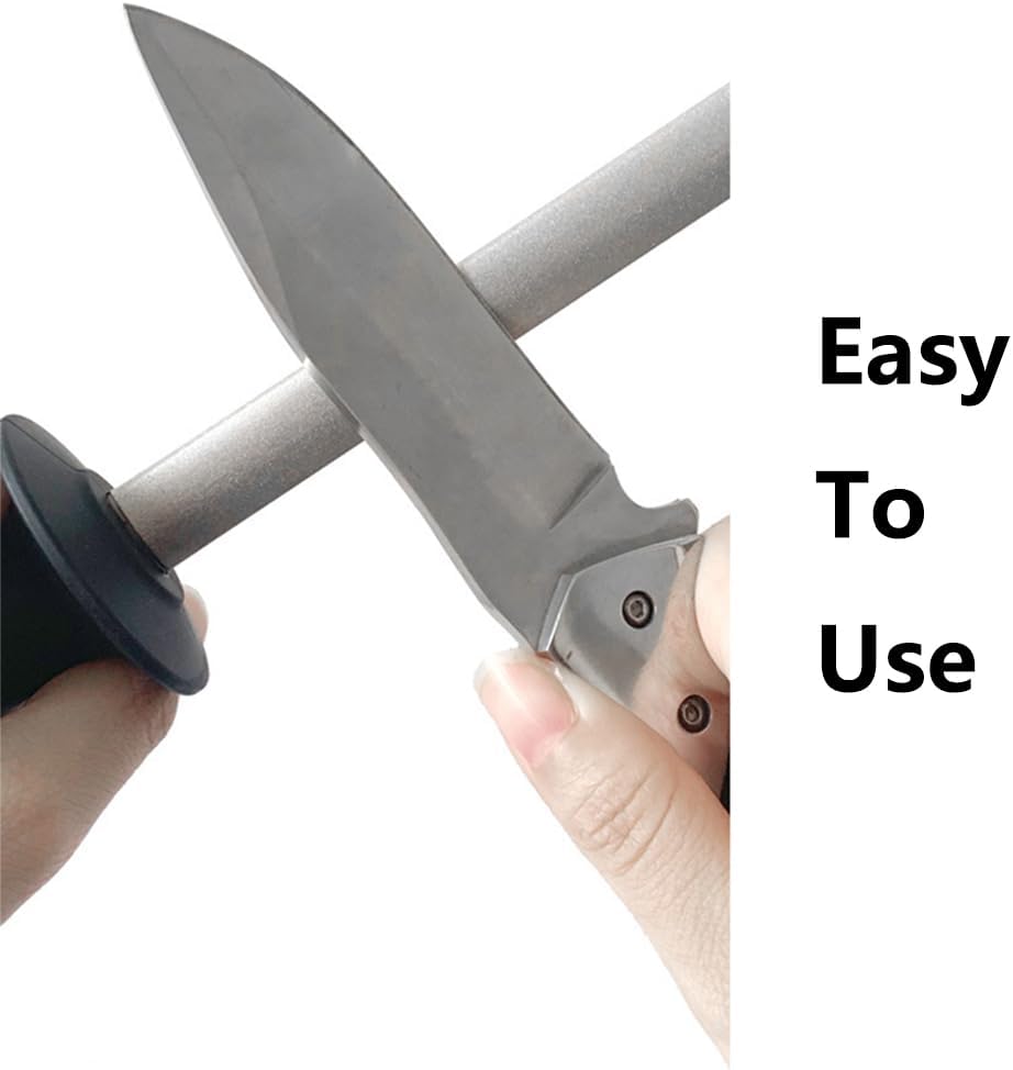 5 Inch Diamond Knife Sharpening Steel Rod, Professional Kitchen Diamond Knife Blade Sharpener Rod Stick, Knife Honer Steel for Honing Knife Blades, Chef Knives and Shears