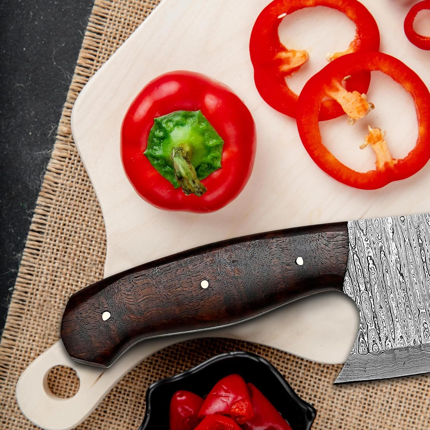 Cleaver Knife, Butcher Knife, Meat knife, Cleaver Chef knife, Meat Cleaver Knife, 7 Inch Damascus Meat Cleaver Butcher Knive For Meat Cutting With Pakkawood Handle & Leather Sheath