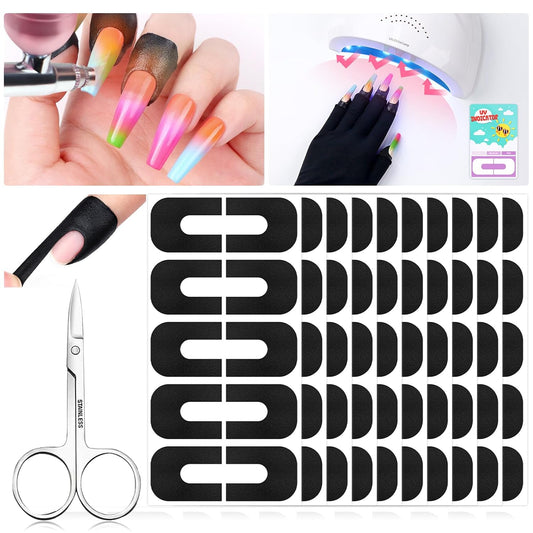 100PCS Nail Polish Protector for Fingers: 99.99%+ U V Protection Cuticle Protector for Nails Painting U-Shaped Nail Protectors Peel Off Tip Tape for French Tip Stamp Nails Art