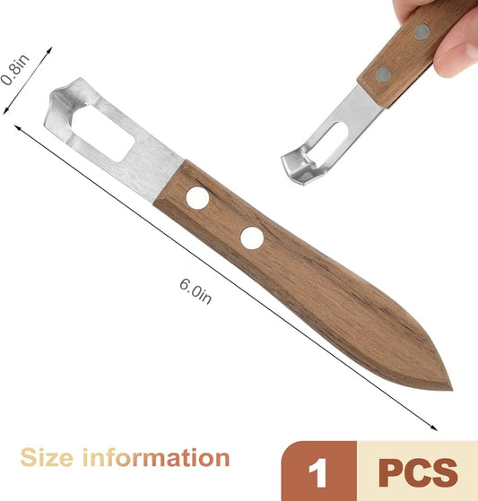 Channel Knife Citrus Peeler with Wooden Handle Stainless Steel Lemon Zester Tool for Cocktail Garnish Orange Twist Slicer Bartender Kit Accessories Fruit Peeling Kitchen Gadgets