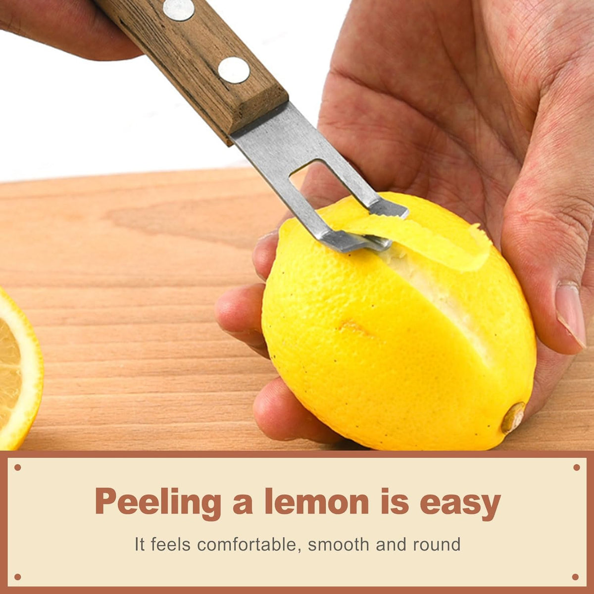 Channel Knife Citrus Peeler with Wooden Handle Stainless Steel Lemon Zester Tool for Cocktail Garnish Orange Twist Slicer Bartender Kit Accessories Fruit Peeling Kitchen Gadgets