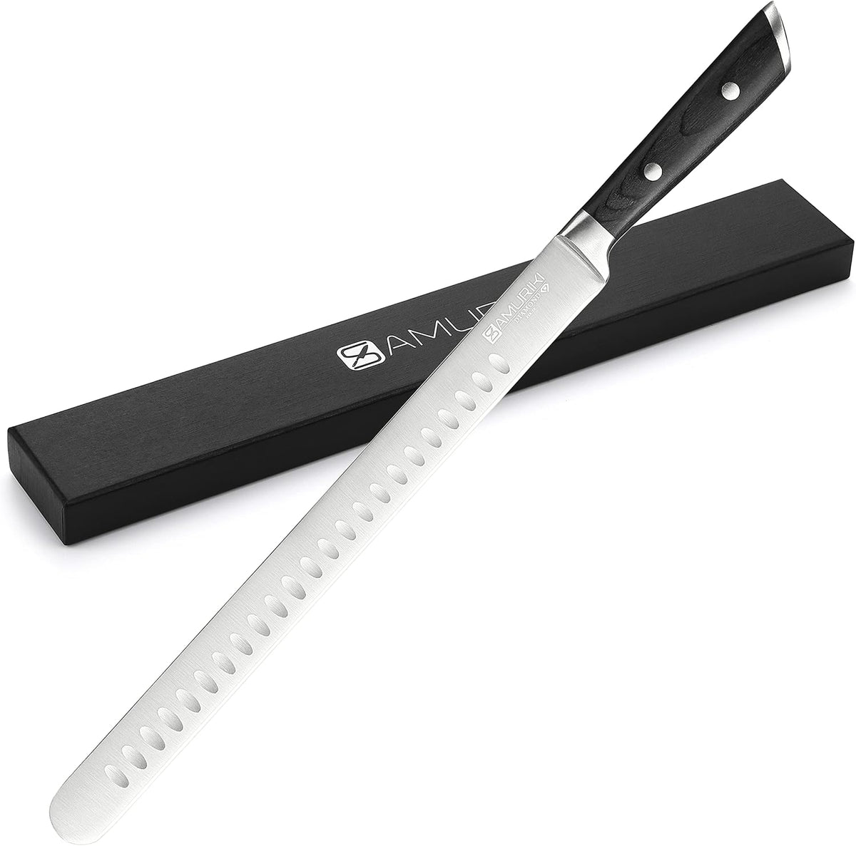 Brisket Knife - Ultimate 12-inch Carving Knives, Slicing Knives with Granton Edge Designed for Briskets, Roasts, Meat, BBQ, etc. (Slicing Knive 12")